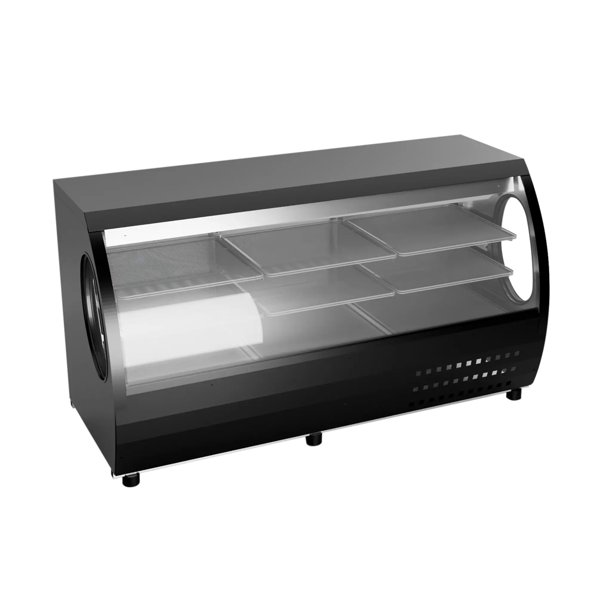 Vitrina curva de mostrador con 200 cm